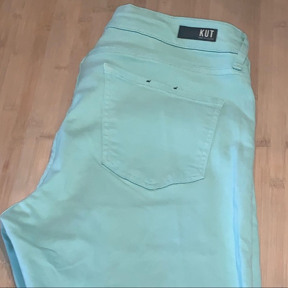 KUT from the Kloth Amy Cropped Straight Leg Women’s Cuffed Color Mint Size 14 - Picture 10 of 13